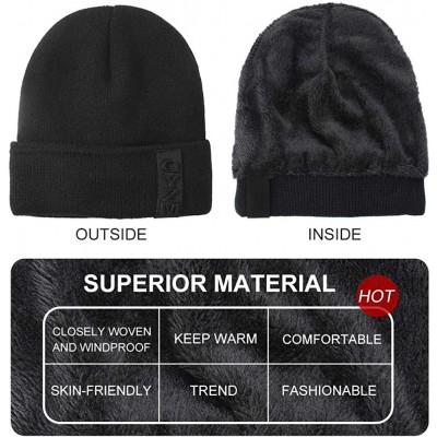 Skullies & Beanies Knit Beanie Warm Thick Lined Hat Mens Winter Skull Cap Unisex Beanie Cap - Black - CY18IE8NTLL $16.24