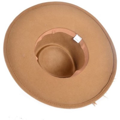 Fedoras Ladies 100% Wool Felt Feather Cocktail British Formal Party Hat - Camel - CZ12MCHQD2J $19.72