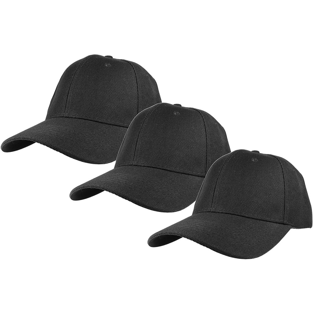 Baseball Caps Plain Baseball Cap Adjustable Back Strap 3 PC - Black - CH18C5MHXL8 $11.73