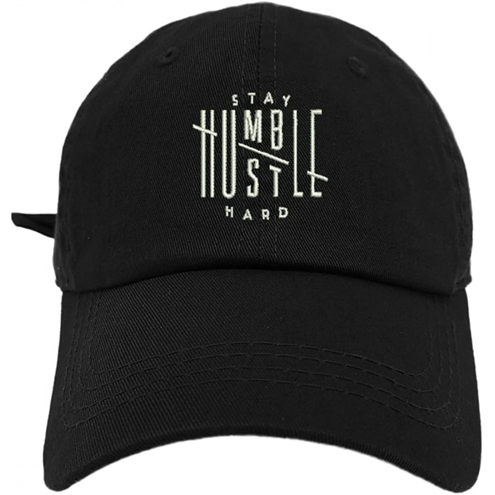 Baseball Caps Humble Stay Hard Logo Style Dad Hat Washed Cotton Polo Baseball Cap - Black - CJ187Y9CGUH $16.16