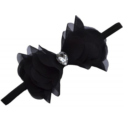 Headbands Chiffon Cone Bow Elastic Headband - Black - C7110958RSZ $13.17