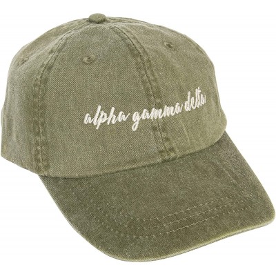 Baseball Caps Alpha Gamma Sorority Baseball Hat Cap Cursive Name Font Alpha Gam - Cactus - C718SDEZNKG $16.40