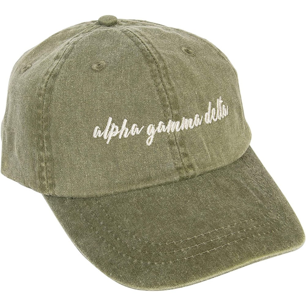 Baseball Caps Alpha Gamma Sorority Baseball Hat Cap Cursive Name Font Alpha Gam - Cactus - C718SDEZNKG $16.40