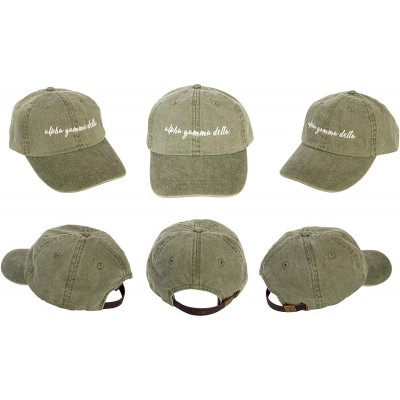 Baseball Caps Alpha Gamma Sorority Baseball Hat Cap Cursive Name Font Alpha Gam - Cactus - C718SDEZNKG $16.40