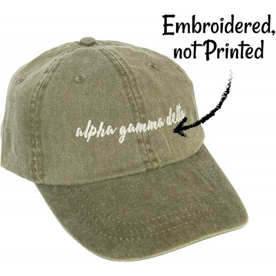 Baseball Caps Alpha Gamma Sorority Baseball Hat Cap Cursive Name Font Alpha Gam - Cactus - C718SDEZNKG $16.40