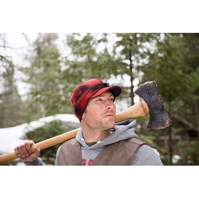 Newsboy Caps Original Kromer Cap - Winter Wool Hat with Earflap - Red/Black Plaid - C3115DV9X01 $41.27