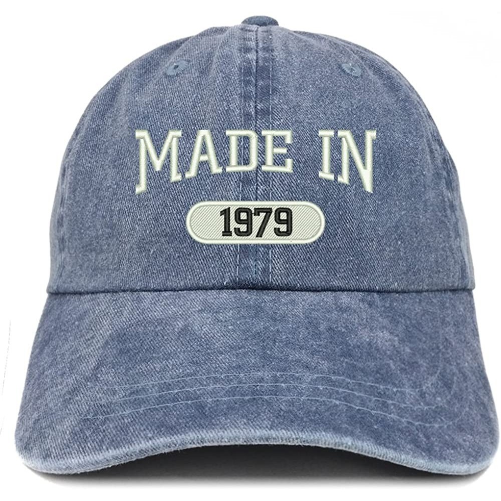Baseball Caps Made in 1979 Embroidered 41st Birthday Washed Baseball Cap - Navy - CY18C7GZAER $14.95