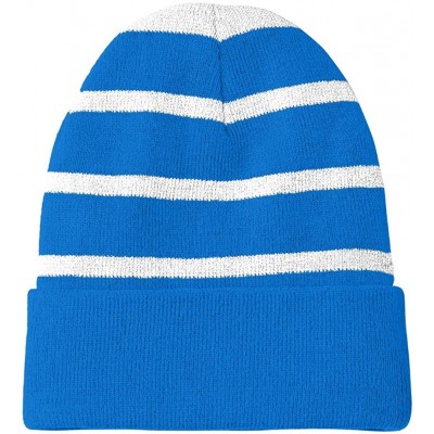 Skullies & Beanies Fleece Lined Stripe Beanies in - Blue/Silver - CG12LZNAJ4D $16.90