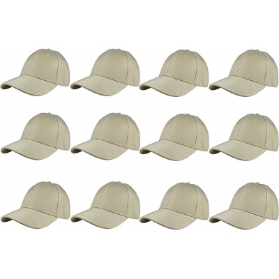 Baseball Caps Plain Blank Baseball Caps Adjustable Back Strap Wholesale LOT 12 PC'S - Khaki - CI12O920GIA $26.55