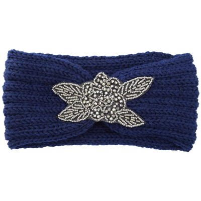 Cold Weather Headbands Chunky Headbands Warmers Crochet - Navy - C4192HL8N54 $15.58