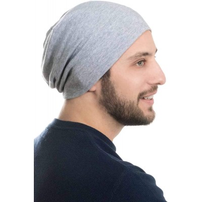 Skullies & Beanies Mens Relaxed Beanie - 100% Cotton Beanie Hats for Guys - Cream - C7184GXDI8H $22.07