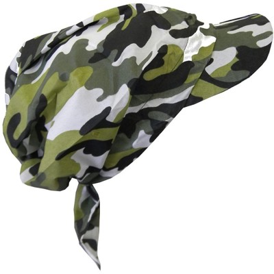 Visors Camouflage Bandana Cap Visor Tie Unisex Army Hat - Forest Green - CC11MJ8ITF1 $21.47