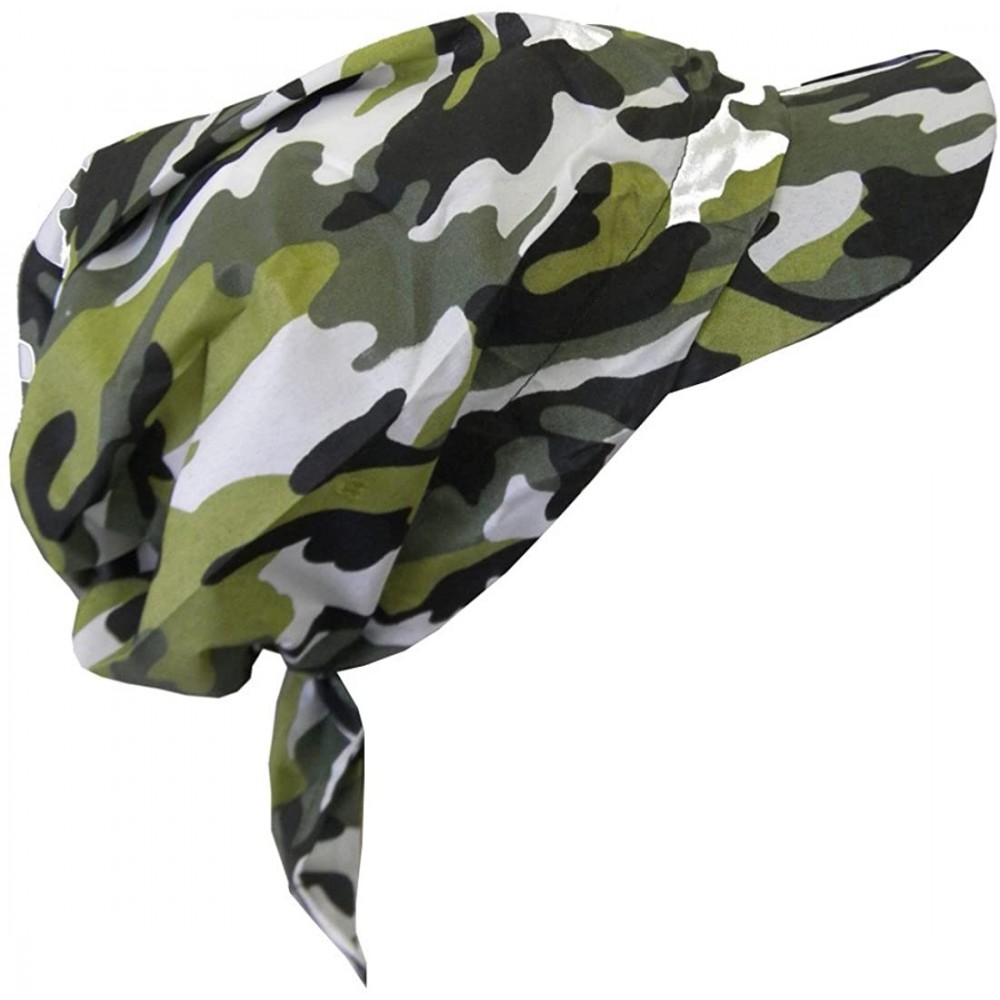 Visors Camouflage Bandana Cap Visor Tie Unisex Army Hat - Forest Green - CC11MJ8ITF1 $11.40