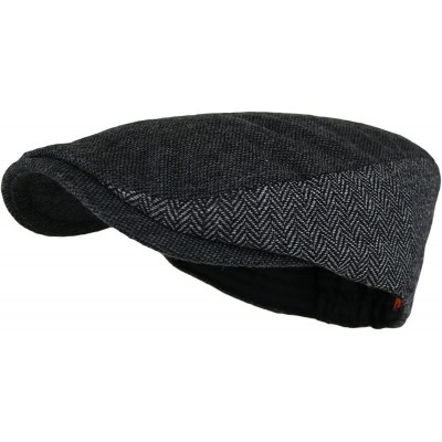 Newsboy Caps Men's Herringbone Wool Tweed Newsboy IVY Cabbie Driving Hat - Twotone-dk.grey - CP11VVI3473 $10.63