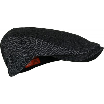 Newsboy Caps Men's Herringbone Wool Tweed Newsboy IVY Cabbie Driving Hat - Twotone-dk.grey - CP11VVI3473 $10.63