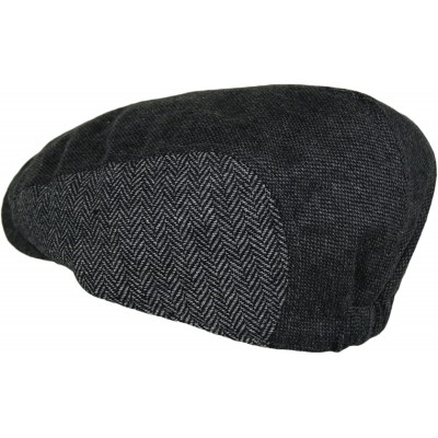 Newsboy Caps Men's Herringbone Wool Tweed Newsboy IVY Cabbie Driving Hat - Twotone-dk.grey - CP11VVI3473 $10.63