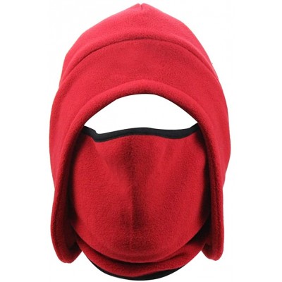 Baseball Caps Mens Winter Thermal Polar Fleece Outdoor Sports Baseball Cap Hats with Ear Flaps - M-red - CB192HL7625 $20.64