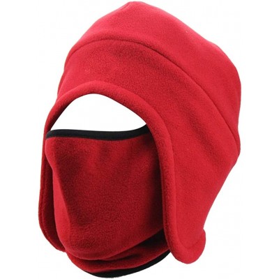 Baseball Caps Mens Winter Thermal Polar Fleece Outdoor Sports Baseball Cap Hats with Ear Flaps - M-red - CB192HL7625 $20.64