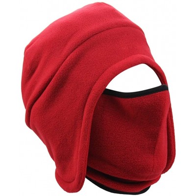 Baseball Caps Mens Winter Thermal Polar Fleece Outdoor Sports Baseball Cap Hats with Ear Flaps - M-red - CB192HL7625 $20.64