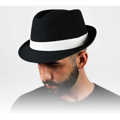 Fedoras Classic Trilby Trilby Hat - Noir-blanc - CW121D60KVZ $32.33