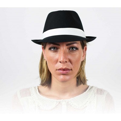 Fedoras Classic Trilby Trilby Hat - Noir-blanc - CW121D60KVZ $32.33