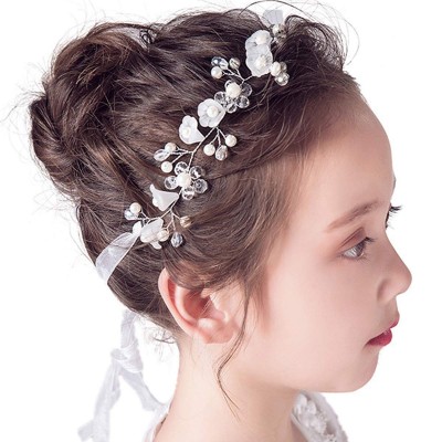 Headbands Princess Headpiece White Flower Girls Headband Pearl Hair Accessories Women Bridal Wedding Tiaras - Headpiece - C11...