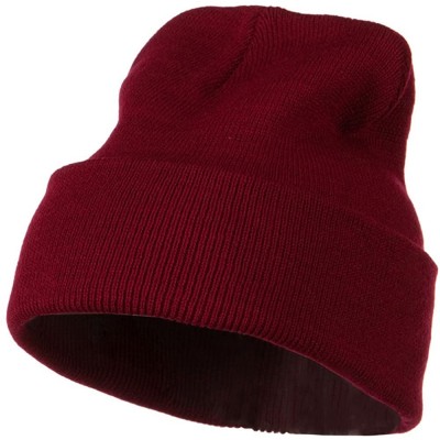 Skullies & Beanies 12 Inch Long Knitted Beanie - Maroon - CM110PMZ4CJ $11.12