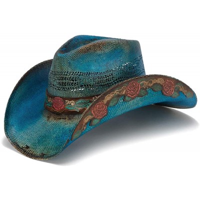 Cowboy Hats Women's Love Story Rose Straw Western Hat - CH18OQT7TQO $61.92