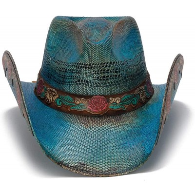 Cowboy Hats Women's Love Story Rose Straw Western Hat - CH18OQT7TQO $61.92