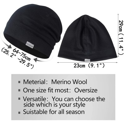 Skullies & Beanies Watch Cap Merino Wool Beanie Hat for Men - Black - CR193THWNSU $21.35