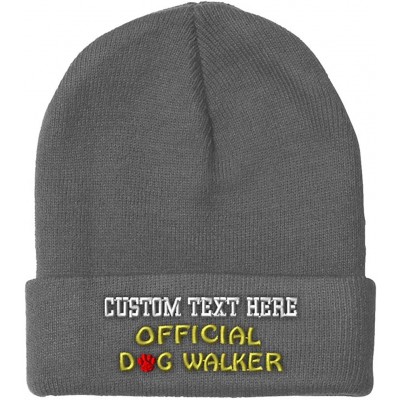 Skullies & Beanies Custom Beanie for Men & Women Official Dog Walker Embroidery Skull Cap Hat - Light Grey - CE18ZWNO09E $34.82