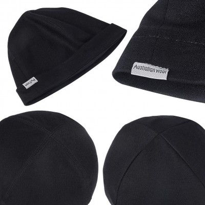 Skullies & Beanies Watch Cap Merino Wool Beanie Hat for Men - Black - CR193THWNSU $21.35