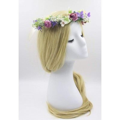 Headbands Flower Garland Crown Wreath Boho Floral Headband Halo Headpiece with Adjustable Ribbon for Wedding Party (13) - CB1...