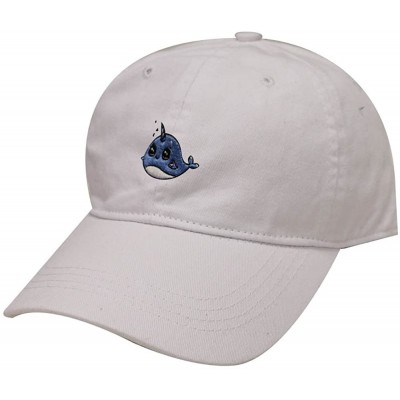 Baseball Caps Whale Unicorn Cotton Baseball Dad Cap - White - CI183XI8RQI $12.48