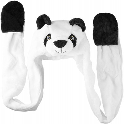 Skullies & Beanies Panda Bear Cute Plush Animal Winter Ski Hat Beanie Aviator Style Winter - White - C1127ZORAKH $11.27