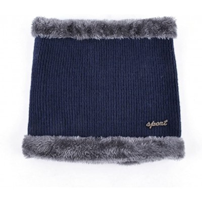 Baseball Caps Winter Military Hats Bone Baseball Knitted Wool Caps Warm Gorros Scarf Set - Scarf Blue - CL1878IHI03 $10.30