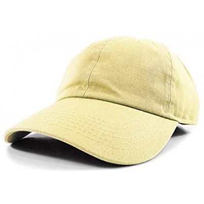 Baseball Caps Polo Style Baseball Cap Ball Dad Hat Adjustable Plain Solid Washed Mens Womens Cotton - Light Yellow - CP18WC6L...