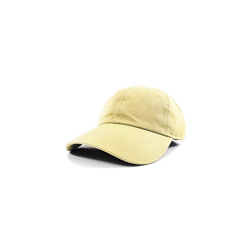 Baseball Caps Polo Style Baseball Cap Ball Dad Hat Adjustable Plain Solid Washed Mens Womens Cotton - Light Yellow - CP18WC6L...