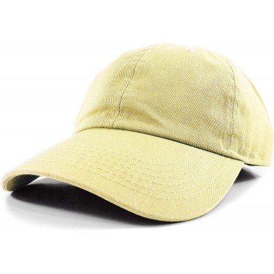 Baseball Caps Polo Style Baseball Cap Ball Dad Hat Adjustable Plain Solid Washed Mens Womens Cotton - Light Yellow - CP18WC6L...