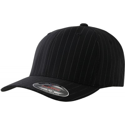 Baseball Caps Original Flexfit Pinstripe Baseball Blank Cap HAT Fitted Flex Fit 6195P - Black/White - CY11LP9TG9N $14.98