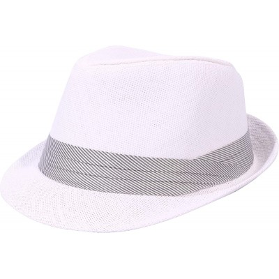 Fedoras Unisex Vintage Fedora Hat Classic Timeless Light Weight - 2125 - White - CY18A0OGT8I $18.25