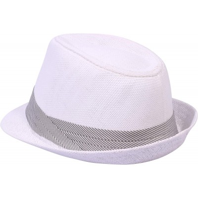 Fedoras Unisex Vintage Fedora Hat Classic Timeless Light Weight - 2125 - White - CY18A0OGT8I $18.25