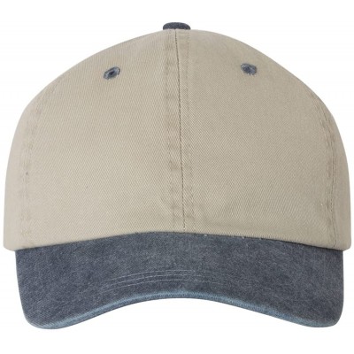 Baseball Caps Pigment Dyed Cotton Twill Cap - Beige/Navy - C5185R4TAWE $10.43