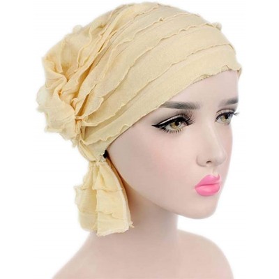 Skullies & Beanies Women's Cotton Turban Headwear Chemo Beanie Cap for Cancer Patients Hair Loss - Beige - CY18WQLWE96 $10.24