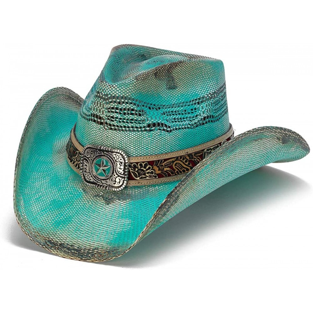 Cowboy Hats Women's Blue Inspiration Turquoise Lone Star Western Hat - CZ18OQT6ID5 $56.94