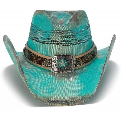 Cowboy Hats Women's Blue Inspiration Turquoise Lone Star Western Hat - CZ18OQT6ID5 $56.94