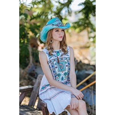 Cowboy Hats Women's Blue Inspiration Turquoise Lone Star Western Hat - CZ18OQT6ID5 $56.94