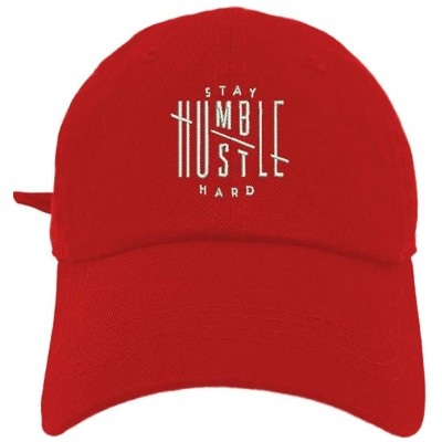 Baseball Caps Humble Stay Hard Logo Style Dad Hat Washed Cotton Polo Baseball Cap - Red - C818M28S8XD $13.18