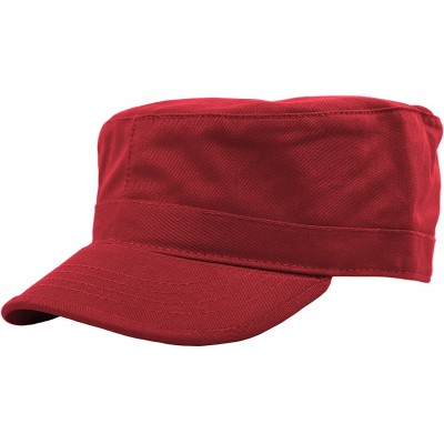 Baseball Caps Daily Wear Men's Army Cap- Cadet Military Style Hat - Red - C4184UI0GUU $9.54