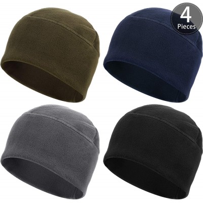 Skullies & Beanies 4 Pieces Fleece Watch Cap Skull Beanie Cap Winter Hat for Daily and Sports - Black- Green- Gray- Navy Blue...